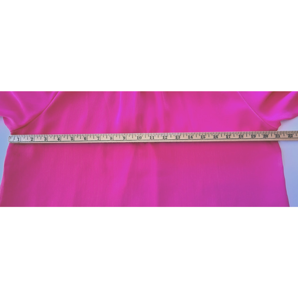 LOFT Pink Blouse M Sheer Balloon Sleeve Flowy Top Keyhole Back Lined - Picture 7 of 7